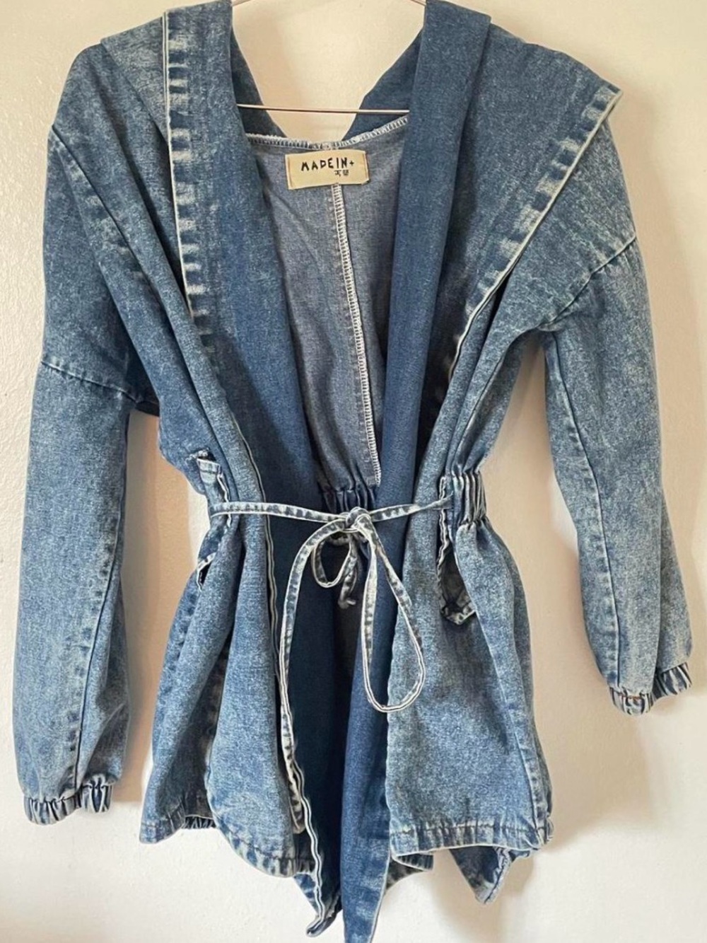 Blue Washed Denim Hooded Jacket